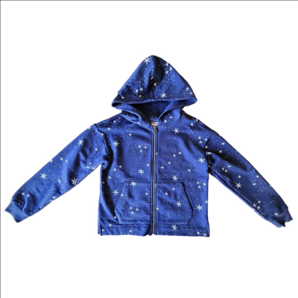 Hanna Andersson Size 12 Hoodie Blue/Silver Star Print Youth 150cm